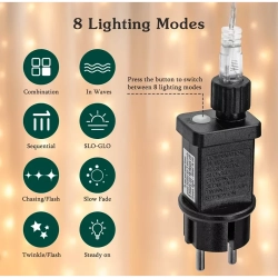 Lampki choinkowe kurtyna świetlna 200LED 2x2m biała ciepła IP44 3.6w