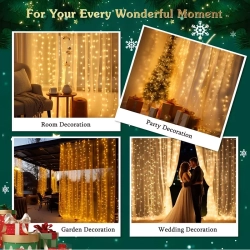 Lampki choinkowe kurtyna świetlna 200LED 2x2m biała ciepła IP44 3.6w