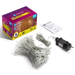 Lampki choinkowe kurtyna świetlna 200LED 2x2m biała ciepła IP44 3.6w