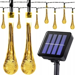 Łezki solarne ogrodowe sznur 5.4 mb girlanda 30 świecących sopli kropli
