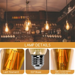 Żarówka LED Filament Bursztynowa ST64 E27 8W