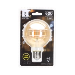 Żarówka LED Filament Bursztynowa G80 E27 6W