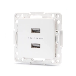 Gniazdo USB podwójne Białe 230V/5,1V