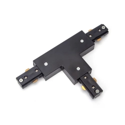 Trzyprzewodowy łącznik do szyn oświetleniowych typu T Czarny