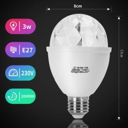 Oświetlenie sceniczne LED E27 3W RGB