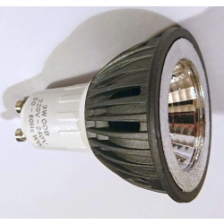 Żarówka diodowa reflektor COB GU10 3W 180lm zimna lub ciepła - czarny radiator z żebrowaniem