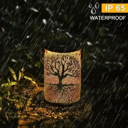 Lampion solarny ażurowa czarna kanka 10x18cm z uchem do wieszania — zdjęcie 8