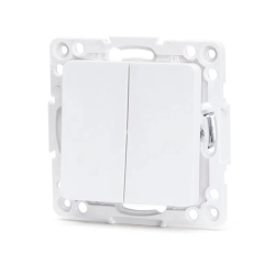 Włącznik podwójny dwubiegunowy dwuobwodowy Biały
