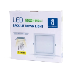 Panel kwadratowy podtynkowy LED E6 20W Światło żółte