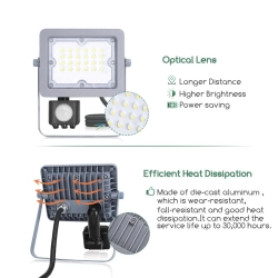 Halogen LED Światło strumieniowe z ultracienką soczewką  z czujnikiem 20W