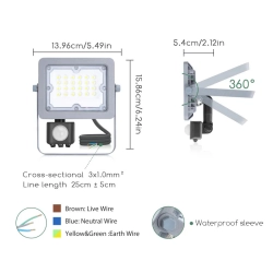 Halogen LED Światło strumieniowe z ultracienką soczewką  z czujnikiem 20W