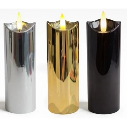 Świeca metalizowana LED 5.3x15cm do lampionu z efektem płomienia 2xAA