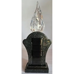 Znicz solarny LED żywy płomień dekoracyjny czarny z krzyżykiem 3 kolory