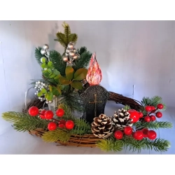 Znicz solarny LED żywy płomień dekoracyjny czarny z krzyżykiem 3 kolory