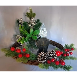 Znicz solarny LED żywy płomień dekoracyjny czarny z krzyżykiem 3 kolory