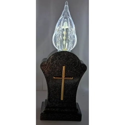 Znicz solarny LED żywy płomień dekoracyjny czarny z krzyżykiem 3 kolory