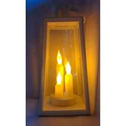 Lampion latarnia LED trzy świece biała latarnia z uchem do wieszania - zdjęcie 2