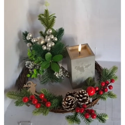 Świeca LED kwadrat imitacja marmuru z realistycznym efektem płomienia trzy rozmiary