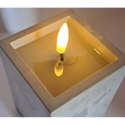 Świeca LED kwadrat imitacja marmuru z realistycznym efektem płomienia trzy rozmiary