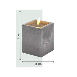 Świeca LED kwadrat imitacja marmuru z realistycznym efektem płomienia trzy rozmiary