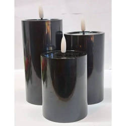 Świeca solarna LED 7.5cm czarna wodoodporna z efektem płomienia 3 rozmiary