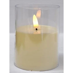 Świeca LED fi7.5cm w przezroczystej osłonie 2 rozmiary