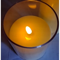 Świeca LED fi7.5cm w przezroczystej osłonie 2 rozmiary