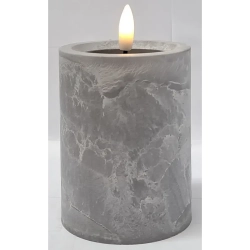Świeca LED 7.5x10 imitacja marmuru z realistycznym efektem płomienia