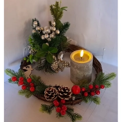 Świeca LED 7.5x10 imitacja marmuru z realistycznym efektem płomienia