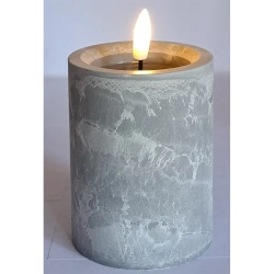 Świeca LED 7.5x10 imitacja marmuru z realistycznym efektem płomienia