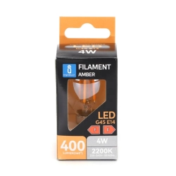 Żarówka LED Filament Bursztynowa G45 E14 4W 2200K 400LM