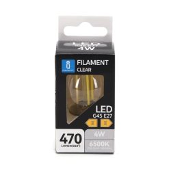 Żarówka LED Filament G45 E27 4W 470lm zimna do biura energooszczędna