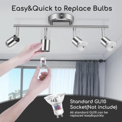 Poczwórny reflektor GU10 srebrny