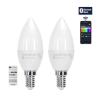 2 x Żarówka LED Bluetooth MESH C37 E14 6,5W RGB+CCT 550lm energooszczędna do salonu