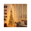 String Lights Battery 3AA Flat string lights Curtain Transparent cable Warm light 3M+1.2*1.2M 156LED 10cm spacing 8-Func