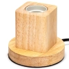 Lampa biurkowa drewniana sześcian z trzonkiem E27 bez żarówki o naturalnym designie