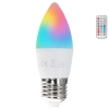 Żarówka LED świeczka C37 E27 6W RGB+3000K ciepła do salonu z pilotem