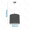 Pendant light Fabric lampshade cloth Grey E27 Without bulb