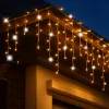 Lampki choinkowe sople 300 LED z flashem ciepłe białe gruby kabel zewnętrzne i wewnętrzne