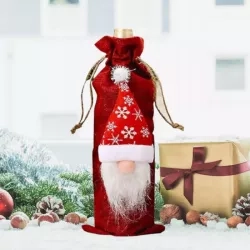 Pokrowiec świąteczny na butelkę 35x13cm czerwony — zdjęcie 3