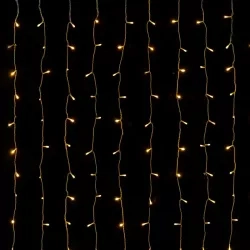 Lampki kurtynowe 3+3m 372 LED ciepłe światło przezroczysty kabel 10 cm funkcje pamięć timer IP44 — zdjęcie 2