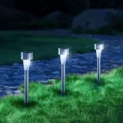 Lampa solarna do trawnika stal nierdzewna 6500K 6 szt. kolorowe opakowanie — zdjęcie 5