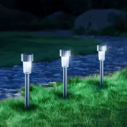 Lampa solarna do trawnika stal nierdzewna 6500K 6 szt. proste klosze — zdjęcie 5
