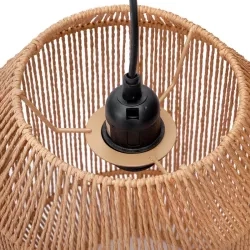 Lampa wisząca z papierowym abażurem, żółta, E27, bez żarówki — zdjęcie 4