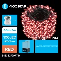 Lampki choinkowe na 3 baterie AA czerwone 100led 5m — zdjęcie 3