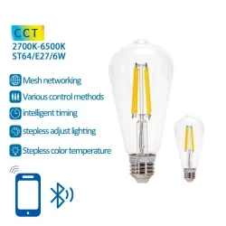 Żarówka smart ST64 E27 6W CCT Bluetooth mesh 2 szt. przezroczysta — zdjęcie 3