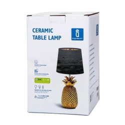 Ceramiczna lampa stołowa z trzonkiem E14 do przytulnego wnętrza - złoty ceramiczny ananas