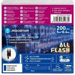 String Lights Low voltage Connectable Flat string lights Icicle flush Transparent cable Blue light 3M+5M*0.4M 200LED 10cm spacing 50 strips Constant O