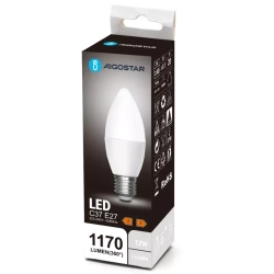 Żarówka LED świeczka C37 E27 12W=81W 1170lm zimna do biura energoszczędna - biała matowa obudowa