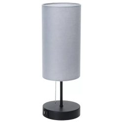 Lampa stołowa czarna metalowa E27 USB bez żarówki
